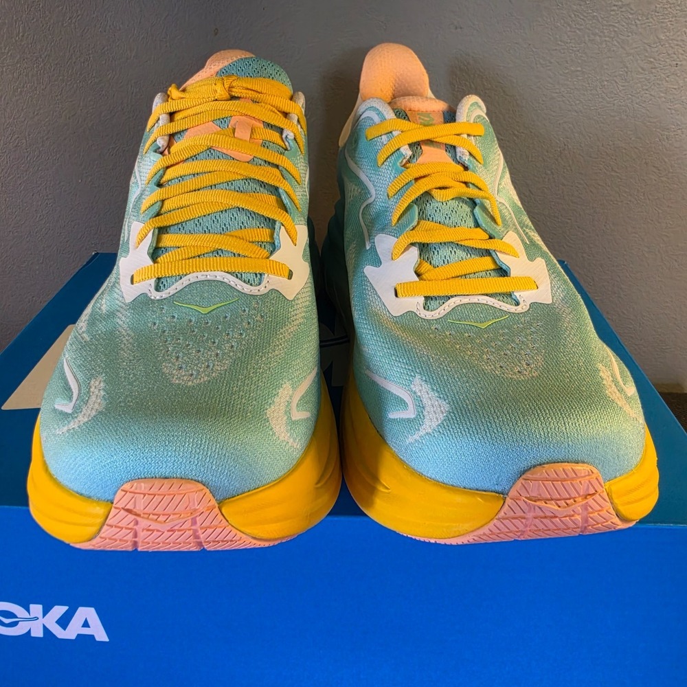 New Men's 11D Hoka Clifton 10 Blue Multi Color Running Gym Shoes 1120530 BBPK - Picture 3 of 9